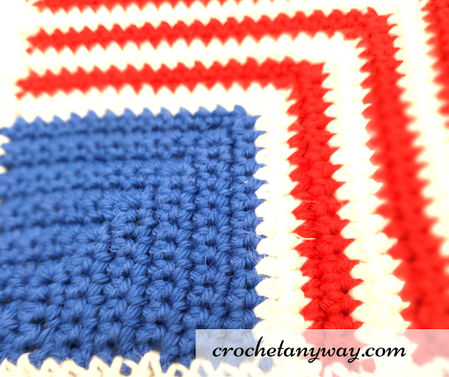 Red, White and Blue Mitered Dishcloth